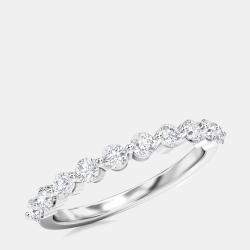 مملوكة مسبقًا خاتم 14 قيراط ذهب أبيض دائري 10 أحجار (1/2 قيراط بالإجمال) مقاس 7 الولايات المتحدة