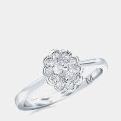 Pre Owned خاتم بيضاوي هالو من الذهب عيار 14 قيراط (3/4 الوزن الإجمالي للقيراط) بمقاس الولايات المتحدة 7