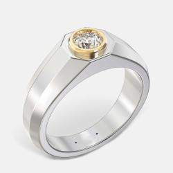 Silver-Gold Mix 1 Stone Ring (0.75 ctw) US 7