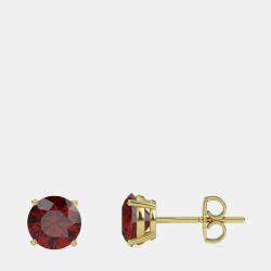 10K Round Created Color Garnet Birthstone Solitaire Earring (2.00 ctw)