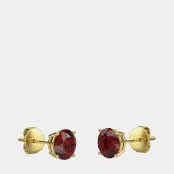 10K Round Created Color Garnet Birthstone Solitaire Earring (2.00 ctw)