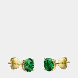 10K Round Created Emerald Birthstone Solitaire Earring (2.00 ctw)