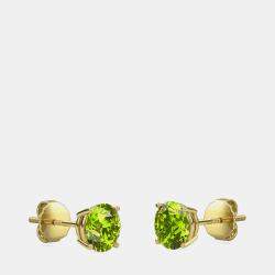 10K Round Created Peridot Birthstone Solitaire Earring (2.00 ctw)