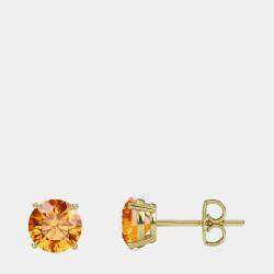 10K Round Created Citrine Birthstone Solitaire Earring (2.00 ctw)