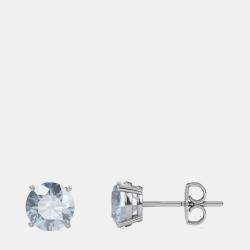 مملوكة مسبقًا 10K Round Created White Sapphire Birthstone Solitaire Earring (2.00 ctw)