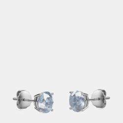 مملوكة مسبقًا 10K Round Created White Sapphire Birthstone Solitaire Earring (2.00 ctw)