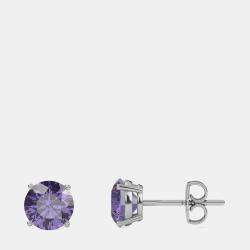 10K Round Created Alexandrite Birthstone Solitaire Earring (2.00 ctw)