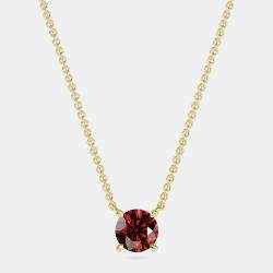 10K Round Created Garnet Birthstone Solitaire Pendant (2.00 ctw)