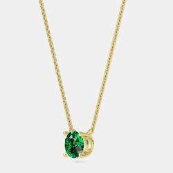 10K Round Created Emerald Birthstone Solitaire Pendant (2.00 ctw)