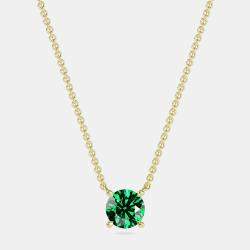 10K Round Created Emerald Birthstone Solitaire Pendant (2.00 ctw)