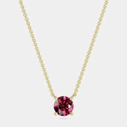 10K Round Created Ruby Birthstone Solitaire Pendant (2.00 ctw)