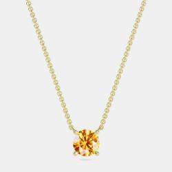 10K Round Created Citrine Birthstone Solitaire Pendant (2.00 ctw)