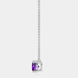 Pre Owned 10K Round Created Amethyst Birthstone Solitaire Pendant (2.00 ctw)