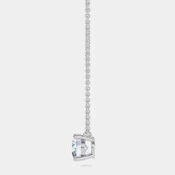 Pre Owned 10K Round Created White Sapphire Birthstone Solitaire Pendant (2.00 ctw)