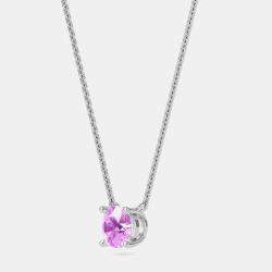 10K Round Created Pink Sapphire Birthstone Solitaire Pendant (2.00 ctw)