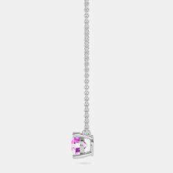 10K Round Created Pink Sapphire Birthstone Solitaire Pendant (2.00 ctw)