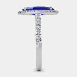 10K Blue Sapphire Lab Grown Bridal Ring (2.50 Ctw)