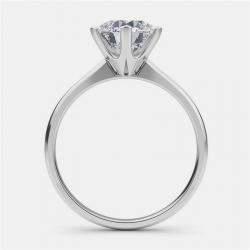 Pre Owned 4.00 Ct Round Plain 6 Prongs 14K White Gold Lab Grown Diamond Solitaire Ring US 7