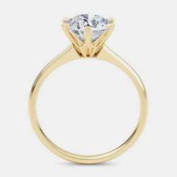 Pre Owned 5.00 Ct Round Plain 6 Prongs 14K Yellow Gold Lab Grown Diamond Solitaire Ring US 7