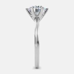 Pre Owned 4.00 Ct Round Plain 6 Prongs 14K White Gold Lab Grown Diamond Solitaire Ring US 5