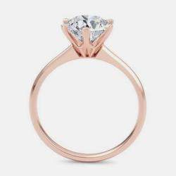 Pre Owned 4.00 Ct Round Plain 6 Prongs 14K Rose Gold Lab Grown Diamond Solitaire Ring US 6