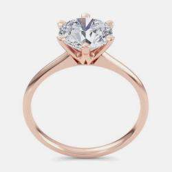 Pre Owned 7.00 Ct Round Plain 6 Prongs 14K Rose Gold Lab Grown Diamond Solitaire Ring US 6