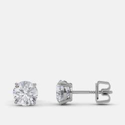 Pre Owned 7.00 Ct Round 14K White Gold Lab Grown Diamond Solitaire 4 Prong Earrings