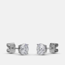 Pre Owned 7.00 Ct Round 14K White Gold Lab Grown Diamond Solitaire 4 Prong Earrings