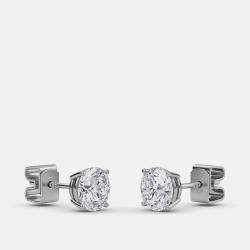 Pre Owned 8.00 Ct Round 14K White Gold Lab Grown Diamond Solitaire 4 Prong Earrings