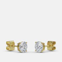 Pre Owned 7.00 Ct Round 14K Yellow Gold Lab Grown Diamond Solitaire 4 Prong Earrings