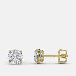 Pre Owned 7.00 Ct Round 14K Yellow Gold Lab Grown Diamond Solitaire 4 Prong Earrings