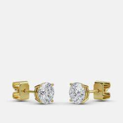 Pre Owned 8.00 Ct Round 14K Yellow Gold Lab Grown Diamond Solitaire 4 Prong Earrings