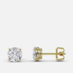 Pre Owned 8.00 Ct Round 14K Yellow Gold Lab Grown Diamond Solitaire 4 Prong Earrings