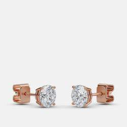 Pre Owned 5.00 Ct Round 14K Rose Gold Lab Grown Diamond Solitaire 4 Prong Earrings