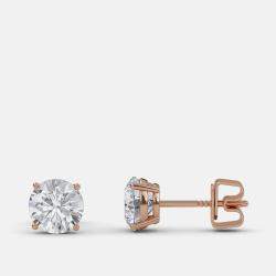 Pre Owned 5.00 Ct Round 14K Rose Gold Lab Grown Diamond Solitaire 4 Prong Earrings