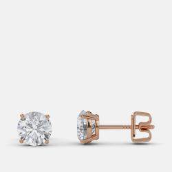 Pre Owned 8.00 Ct Round 14K Rose Gold Lab Grown Diamond Solitaire 4 Prong Earrings