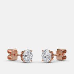 Pre Owned 8.00 Ct Round 14K Rose Gold Lab Grown Diamond Solitaire 4 Prong Earrings