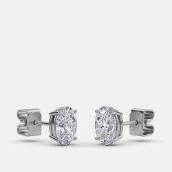 Pre Owned 7.00 Ct Oval 14K White Gold Lab Grown Diamond Solitaire 4 Prong Earring