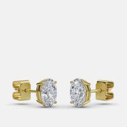 Pre Owned 4.00 Ct Oval 14K Yellow Gold Lab Grown Diamond Solitaire 4 Prong Earring