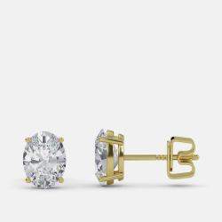 Pre Owned 6.00 Ct Oval 14K Yellow Gold Lab Grown Diamond Solitaire 4 Prong Earring