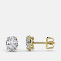 Pre Owned 7.00 Ct Oval 14K Yellow Gold Lab Grown Diamond Solitaire 4 Prong Earring