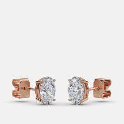 Pre Owned 7.00 Ct Oval 14K Rose Gold Lab Grown Diamond Solitaire 4 Prong Earring