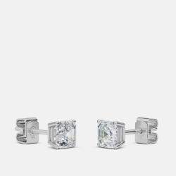 Pre Owned 5.00 Ct Asscher 14K White Gold Lab Grown Diamond Solitaire 4 Prong Earring