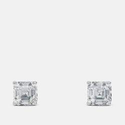 Pre Owned 7.00 Ct Asscher 14K White Gold Lab Grown Diamond Solitaire 4 Prong Earring