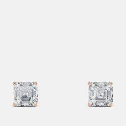 Pre Owned 4.00 Ct Asscher 14K Rose Gold Lab Grown Diamond Solitaire 4 Prong Earring