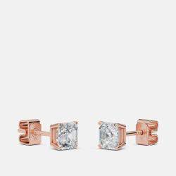 Pre Owned 6.00 Ct Asscher 14K Rose Gold Lab Grown Diamond Solitaire 4 Prong Earring
