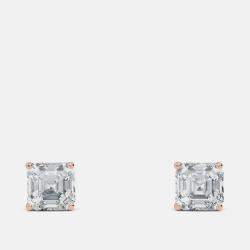 Pre Owned 6.00 Ct Asscher 14K Rose Gold Lab Grown Diamond Solitaire 4 Prong Earring