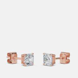 Pre Owned 7.00 Ct Asscher 14K Rose Gold Lab Grown Diamond Solitaire 4 Prong Earring
