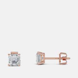 Pre Owned 7.00 Ct Asscher 14K Rose Gold Lab Grown Diamond Solitaire 4 Prong Earring