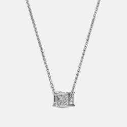 Pre Owned 5.00 Ct Emerald 14K White Gold Lab Grown Diamonds Solitaire 4 Prong Pendant